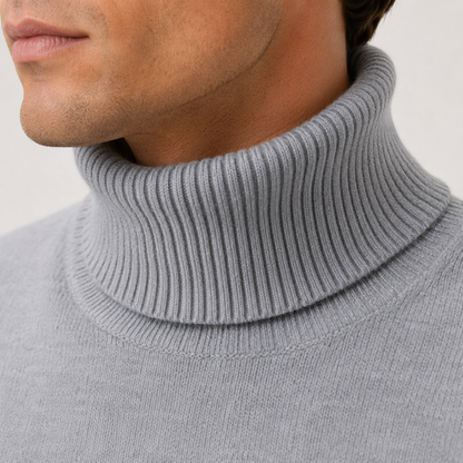 Pull col roulé homme maille douce confort hiver