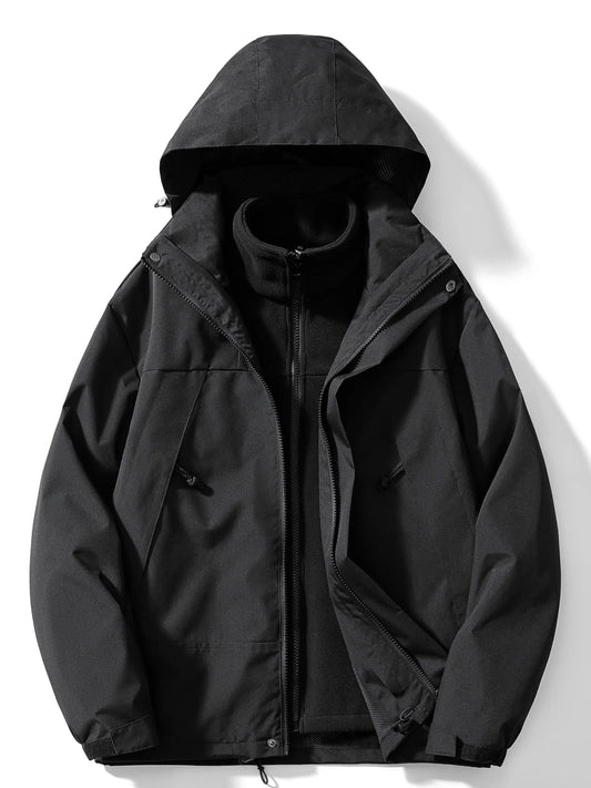 Veste homme 3 en 1 imperméable à capuche amovible