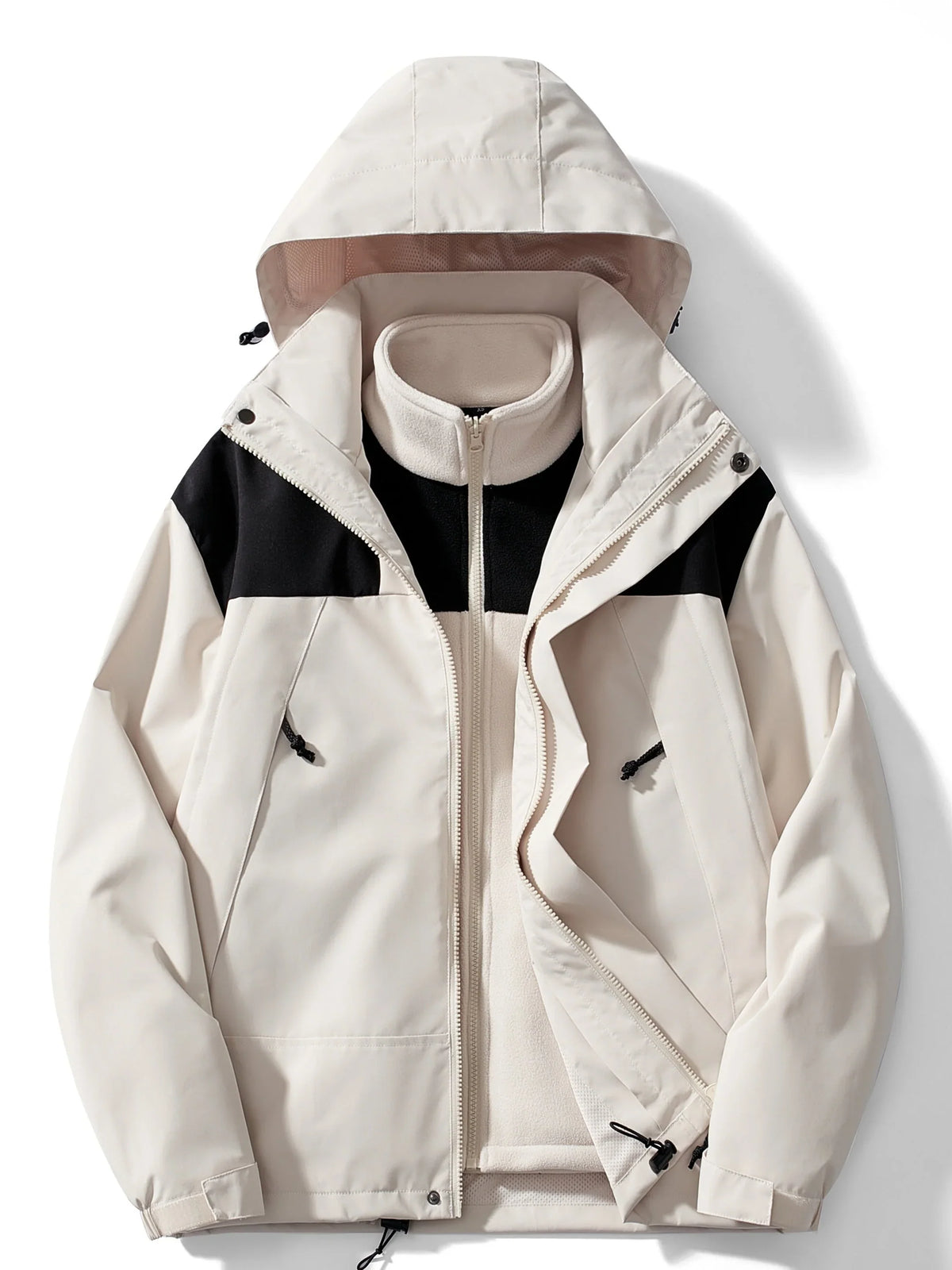 3-in-1-Herrenjacke, wasserdicht mit abnehmbarer Kapuze