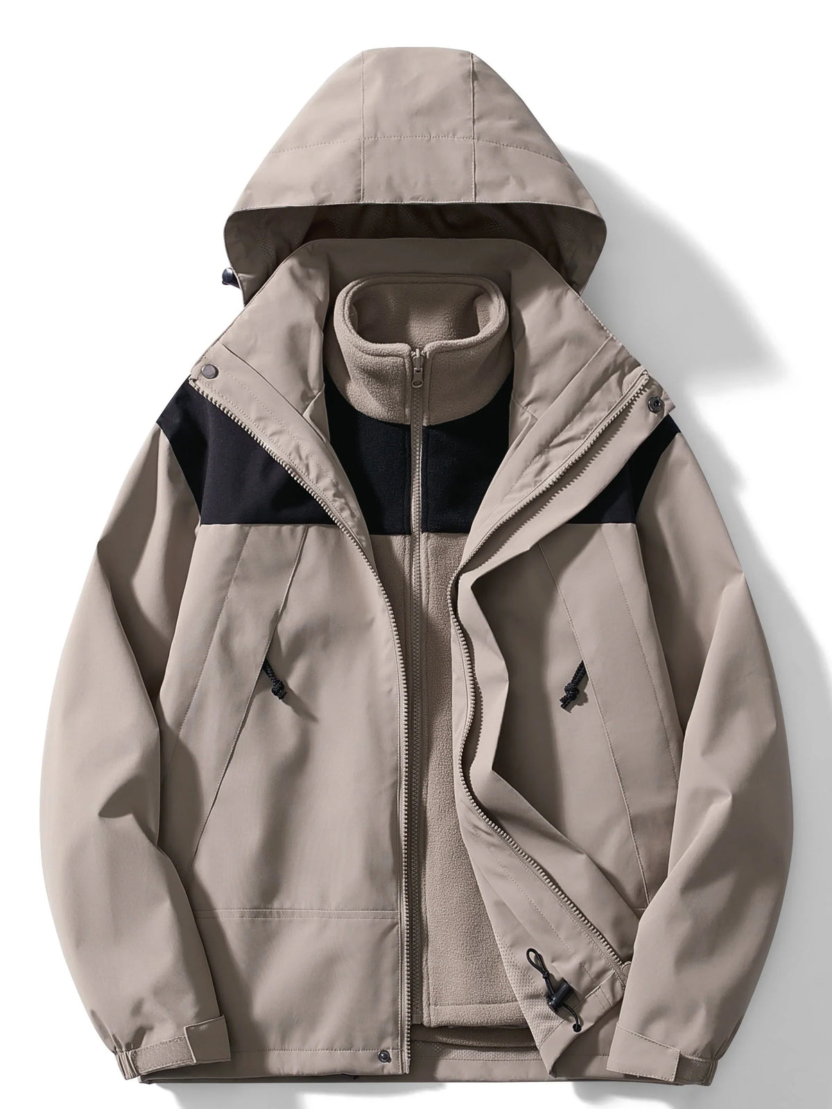 3-in-1-Herrenjacke, wasserdicht mit abnehmbarer Kapuze