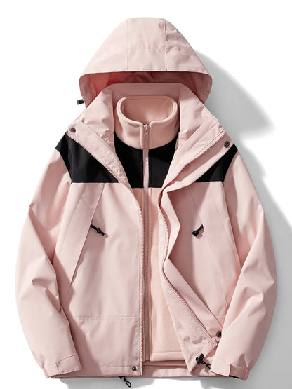3-in-1-Herrenjacke, wasserdicht mit abnehmbarer Kapuze