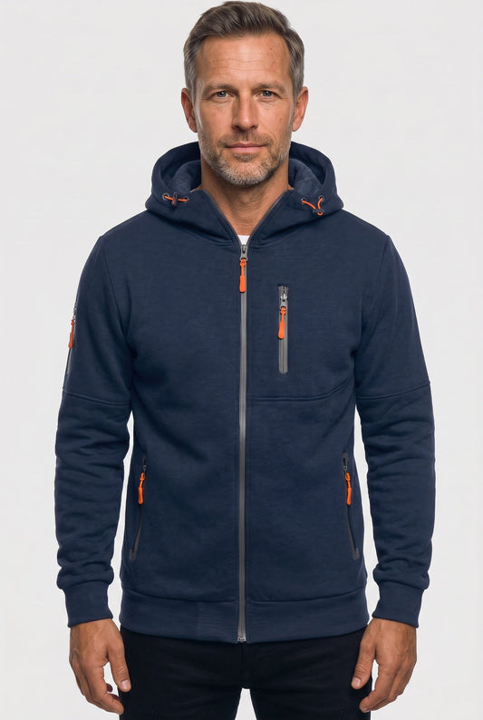Sweat à capuche homme zippé multi-poches sport