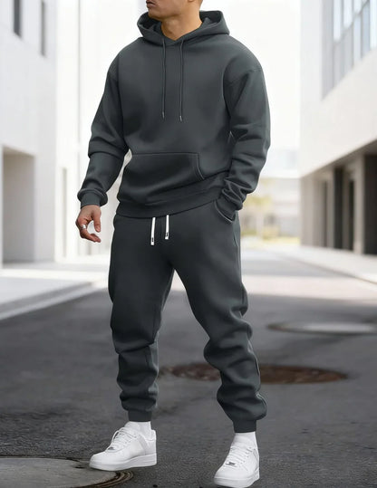 Herren-Jogginganzug mit Kapuze und Kordelzug aus Polyester