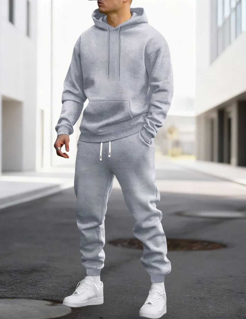 Herren-Jogginganzug mit Kapuze und Kordelzug aus Polyester
