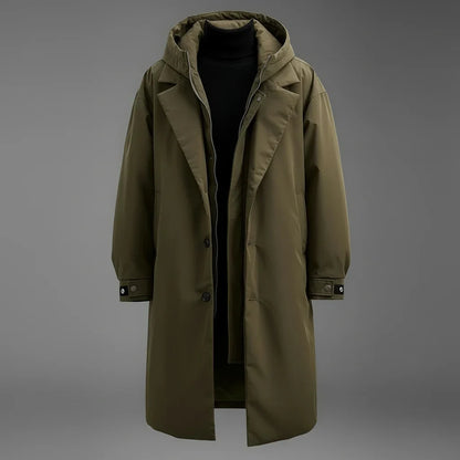 Trench-coat homme imperméable à capuche long urbain