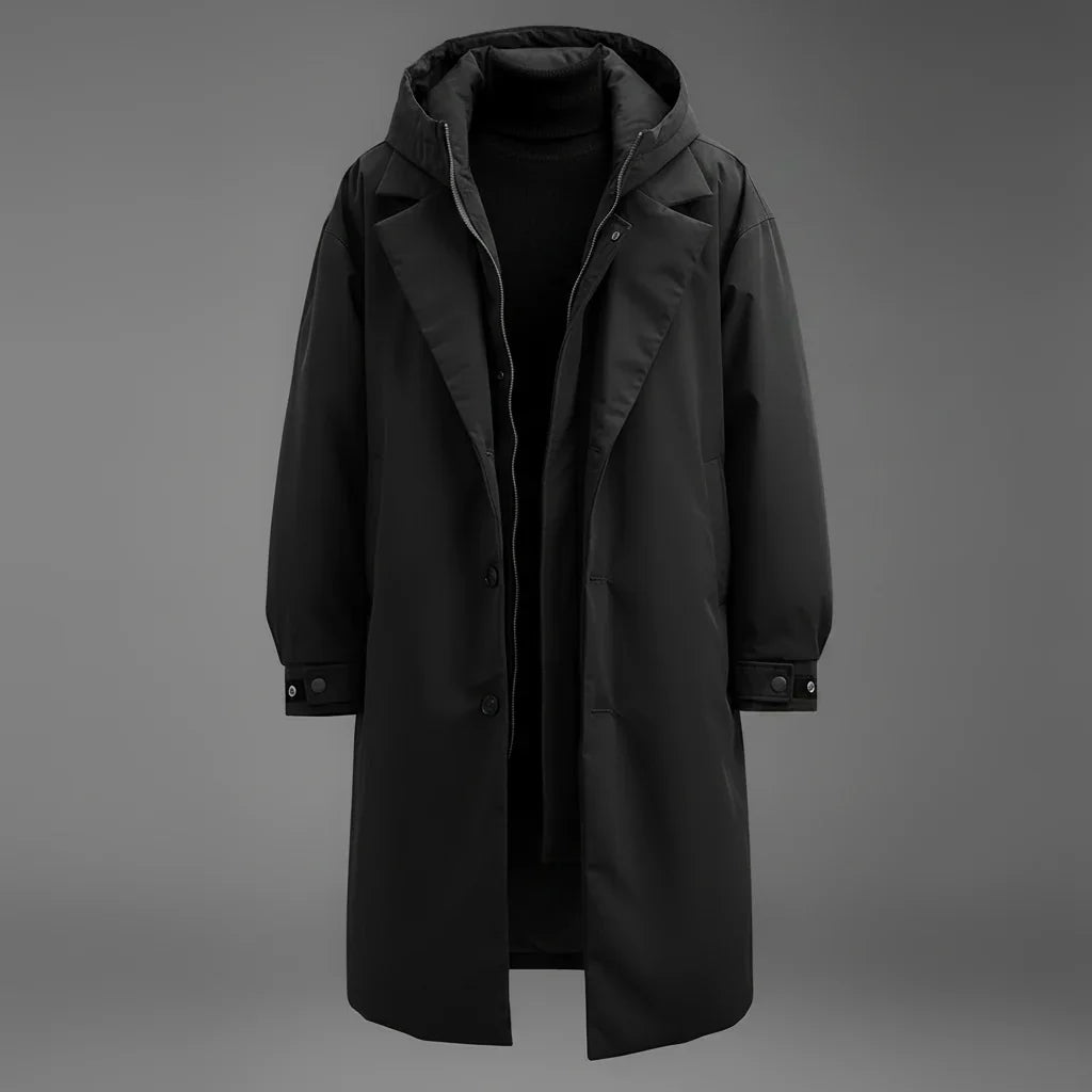 Trench-coat homme imperméable à capuche long urbain