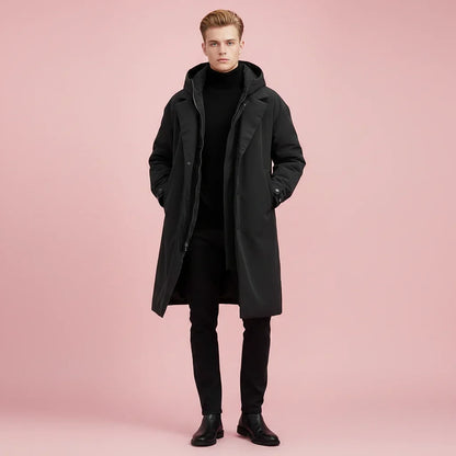 Trench-coat homme imperméable à capuche long urbain