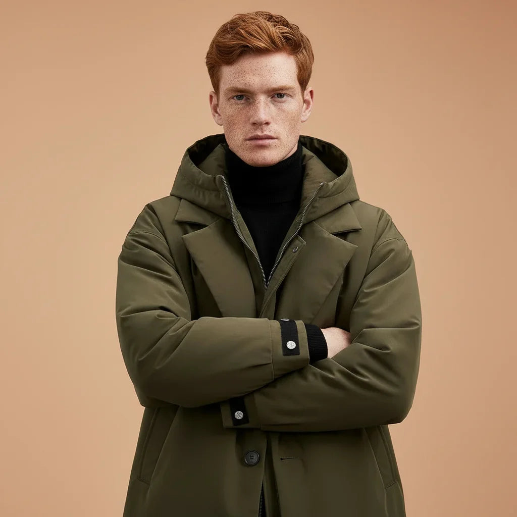 Trench-coat homme imperméable à capuche long urbain