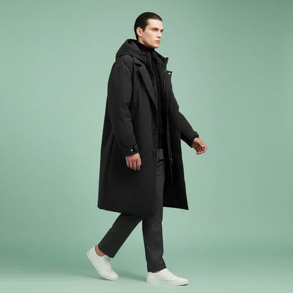 Trench-coat homme imperméable à capuche long urbain