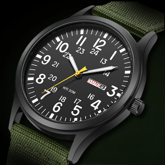 Montre homme étanche 42mm bracelet nylon résistant
