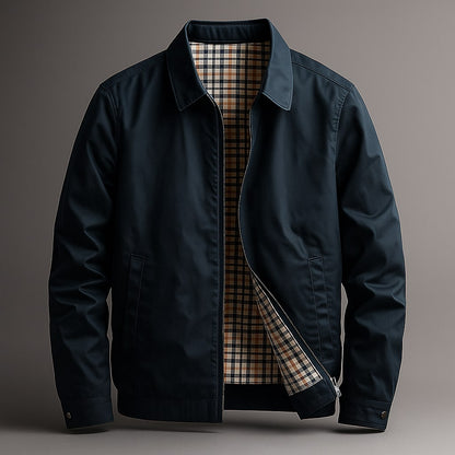 Herren Harrington-Jacke, spitzer Kragen, Baumwolle gefüttert