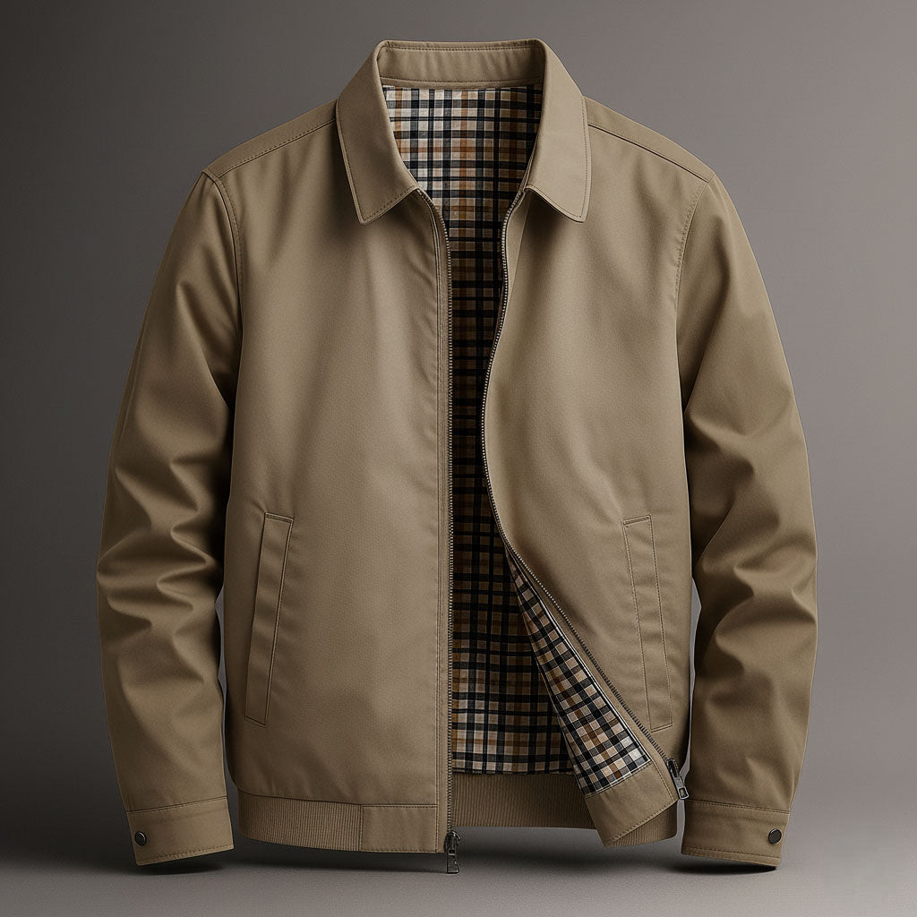 Herren Harrington-Jacke, spitzer Kragen, Baumwolle gefüttert
