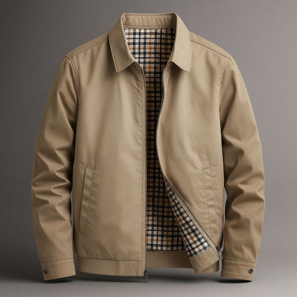 Herren Harrington-Jacke, spitzer Kragen, Baumwolle gefüttert