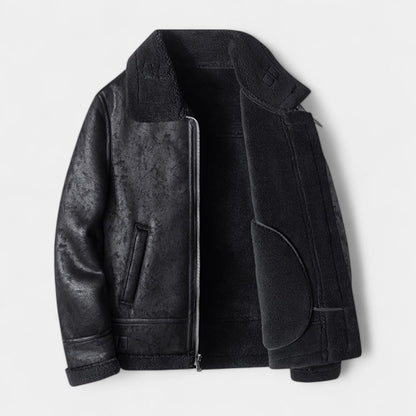 Blouson aviateur homme cuir véritable doublure mouton
