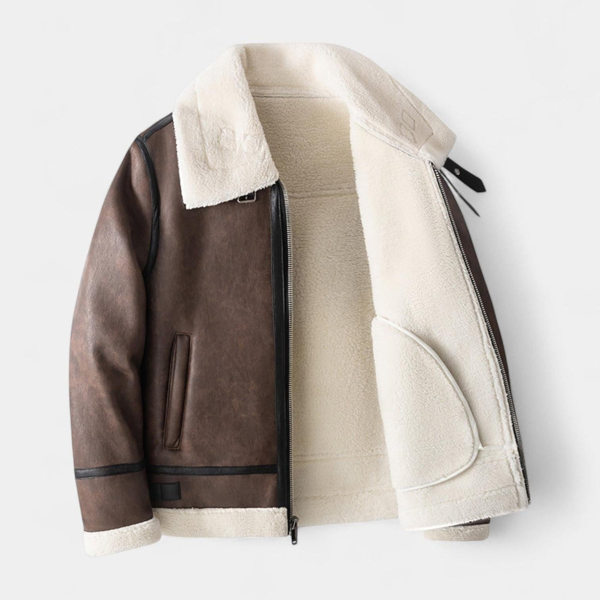 Blouson aviateur homme cuir véritable doublure mouton