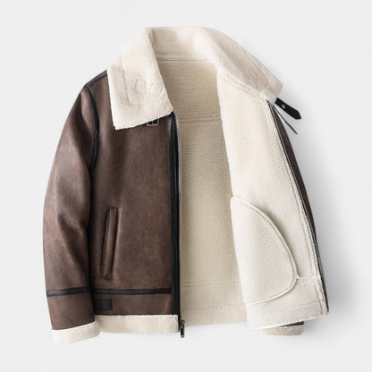 Blouson aviateur homme cuir véritable doublure mouton
