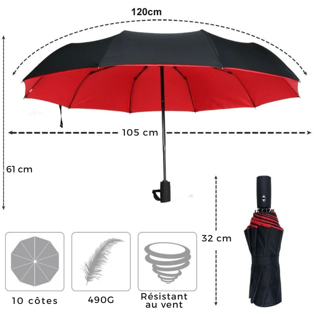 Parapluie automatique résistant au vent anti-UV portable