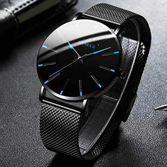 Montre homme minimaliste mouvement quartz ultra fine