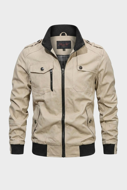 Veste homme col montant fermeture éclair décontractée