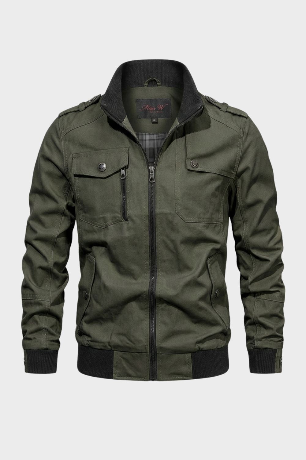 Lässige Herrenjacke mit Stehkragen und Reißverschluss