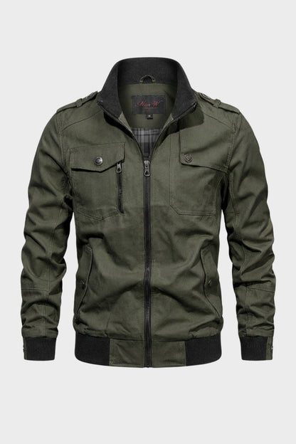 Lässige Herrenjacke mit Stehkragen und Reißverschluss