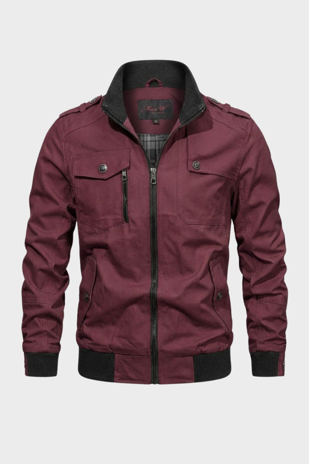 Lässige Herrenjacke mit Stehkragen und Reißverschluss