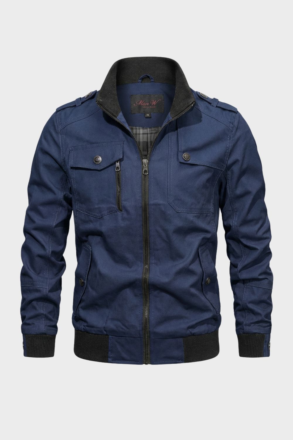 Lässige Herrenjacke mit Stehkragen und Reißverschluss
