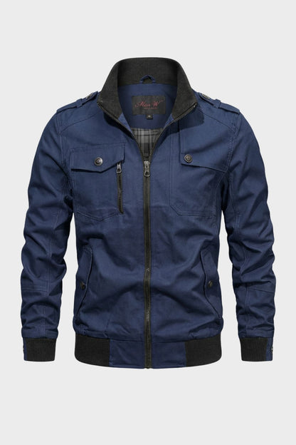 Lässige Herrenjacke mit Stehkragen und Reißverschluss