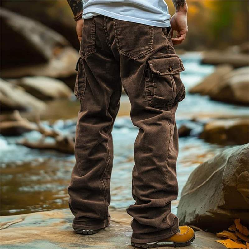 Jeans cargo homme pratique multi-poches décontracté