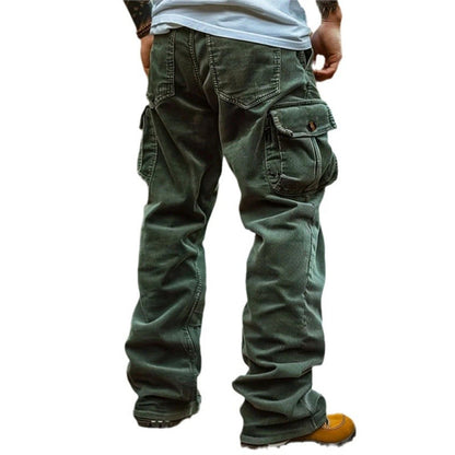 Jeans cargo homme pratique multi-poches décontracté