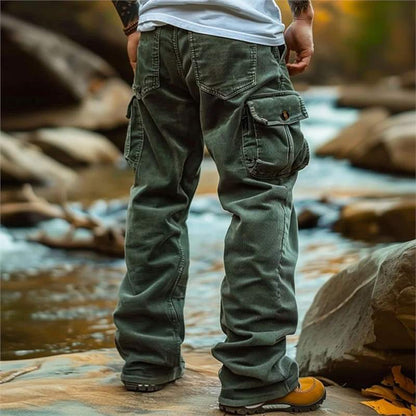 Jeans cargo homme pratique multi-poches décontracté