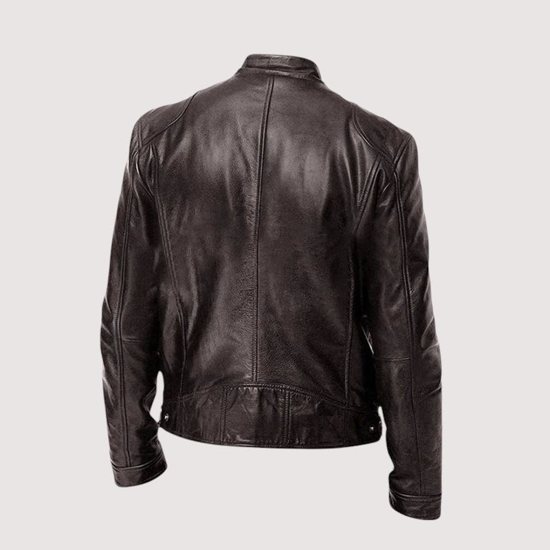 Blouson cuir homme zippé coupe ajustée intemporelle