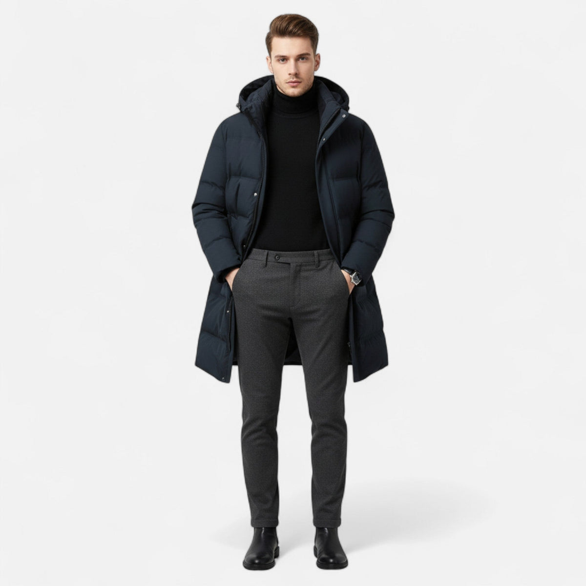 Warmer und eleganter Winterparka für Herren mit Daunenfüllung