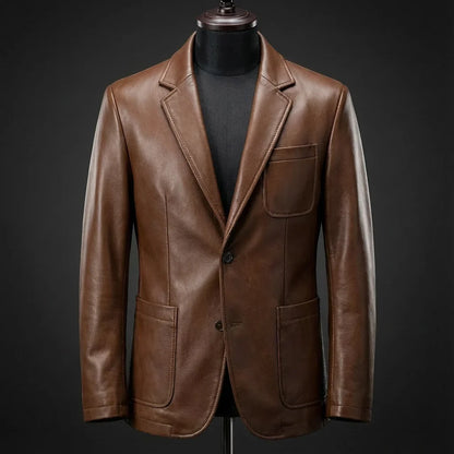 Herrenjacke aus veganem Leder, mattes Finish, Brusttaschen