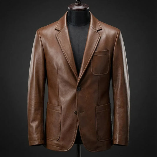 Veste homme cuir vegan finition mate poches poitrine