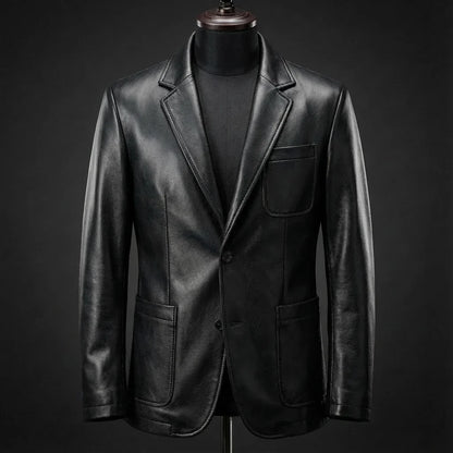 Herrenjacke aus veganem Leder, mattes Finish, Brusttaschen