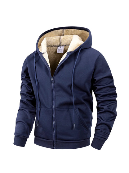 Warmer Kapuzenpullover mit Reißverschluss für Herren aus Fleece für den Winter