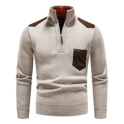 Pull homme col zippé en laine pour l'hiver