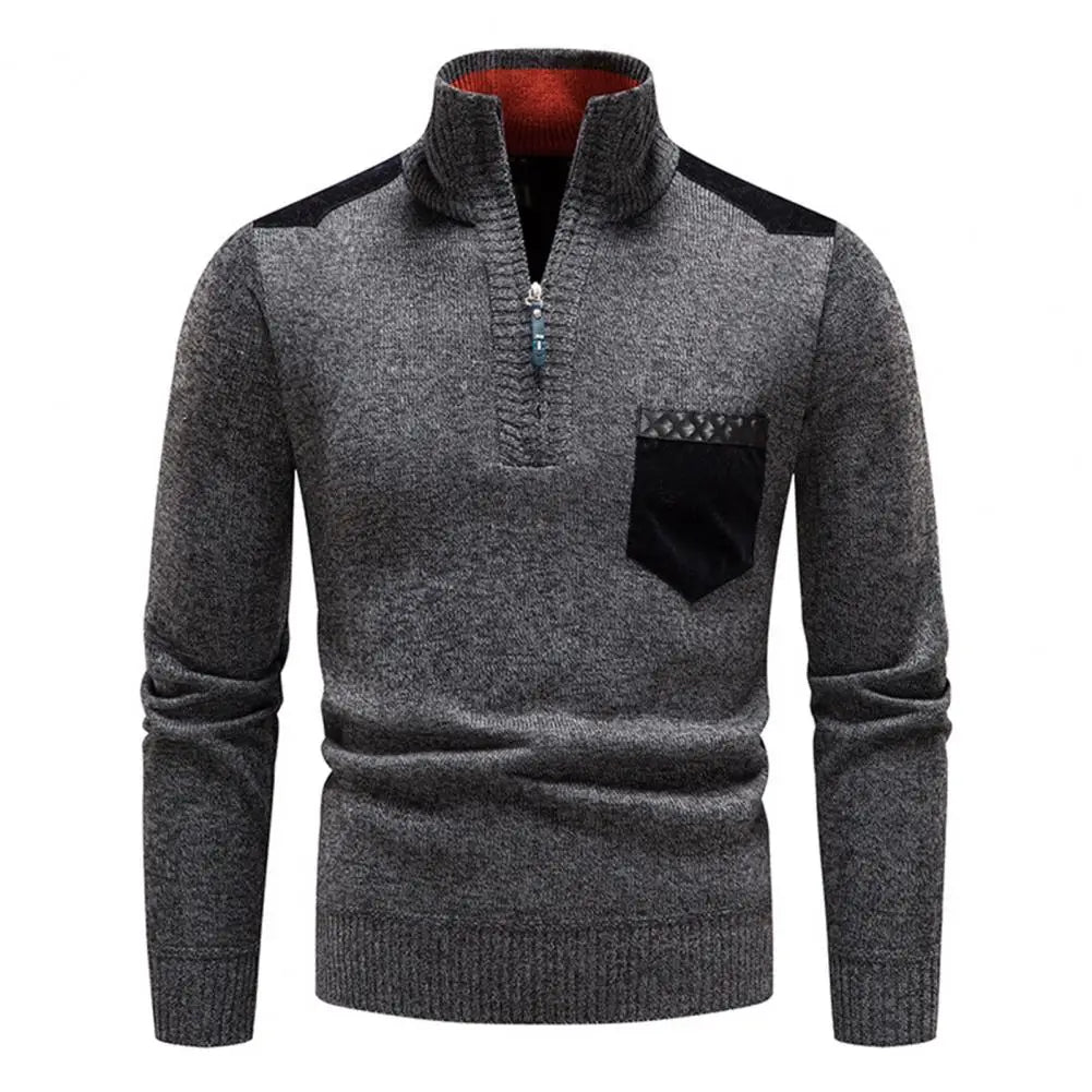 Pull homme col zippé en laine pour l'hiver