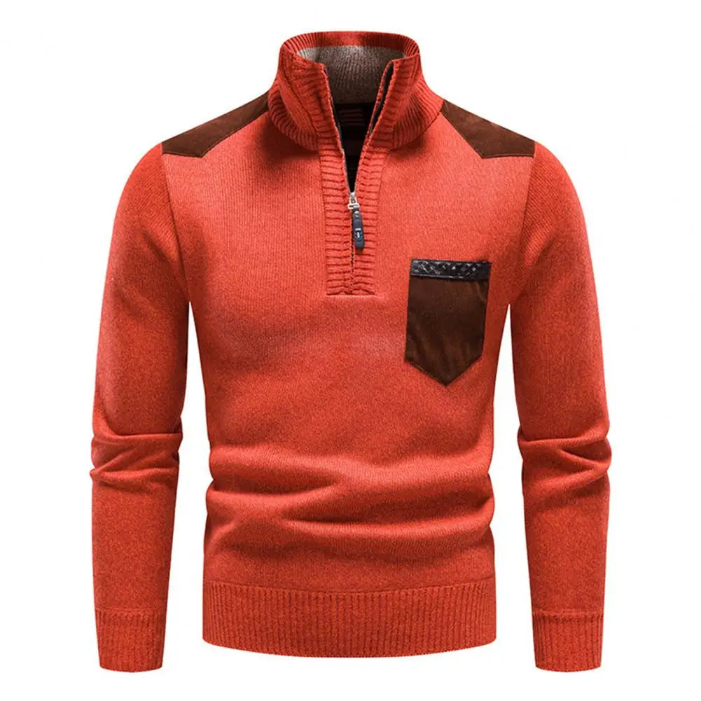 Pull homme col zippé en laine pour l'hiver
