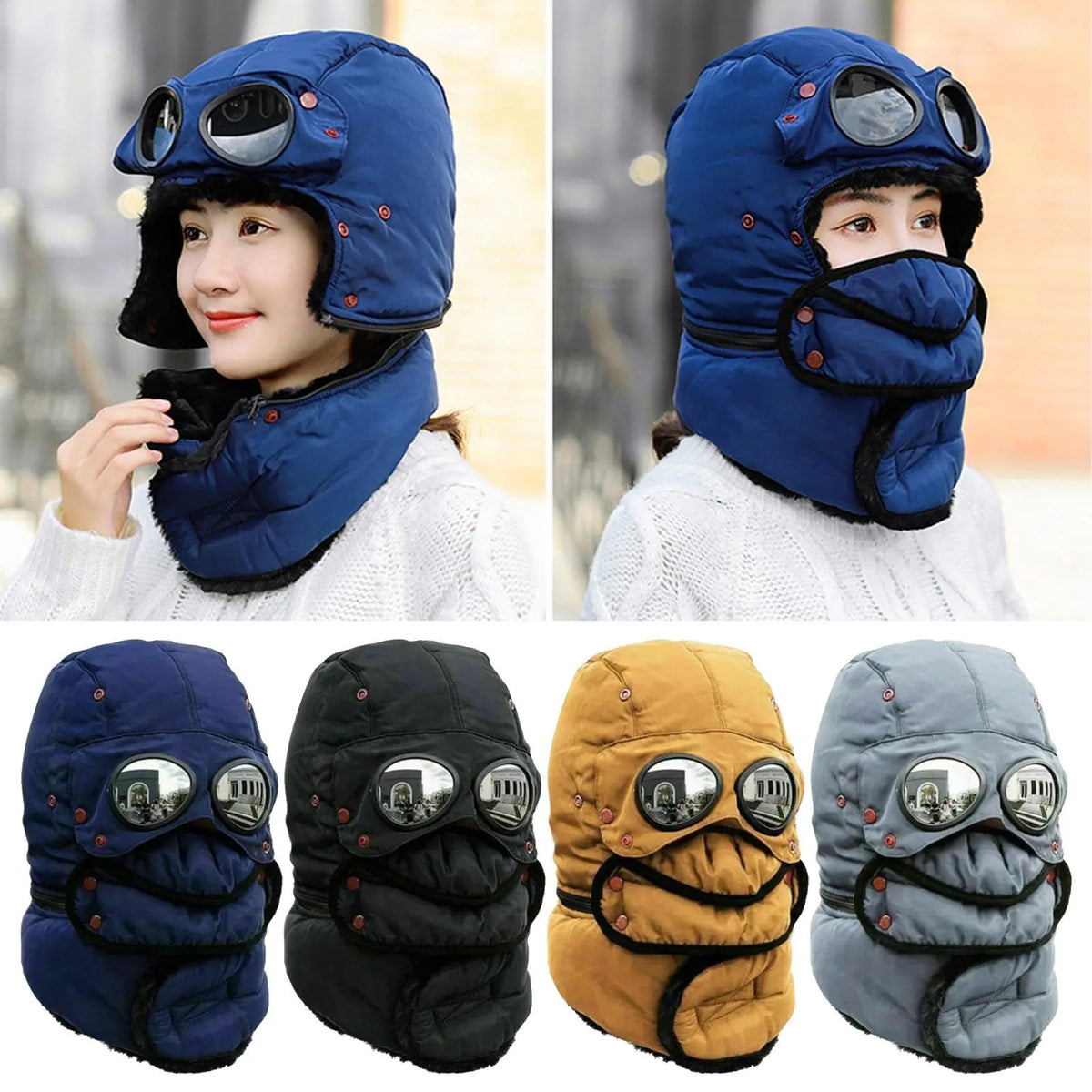 Bonnet cagoule thermique coupe-vent protection visage