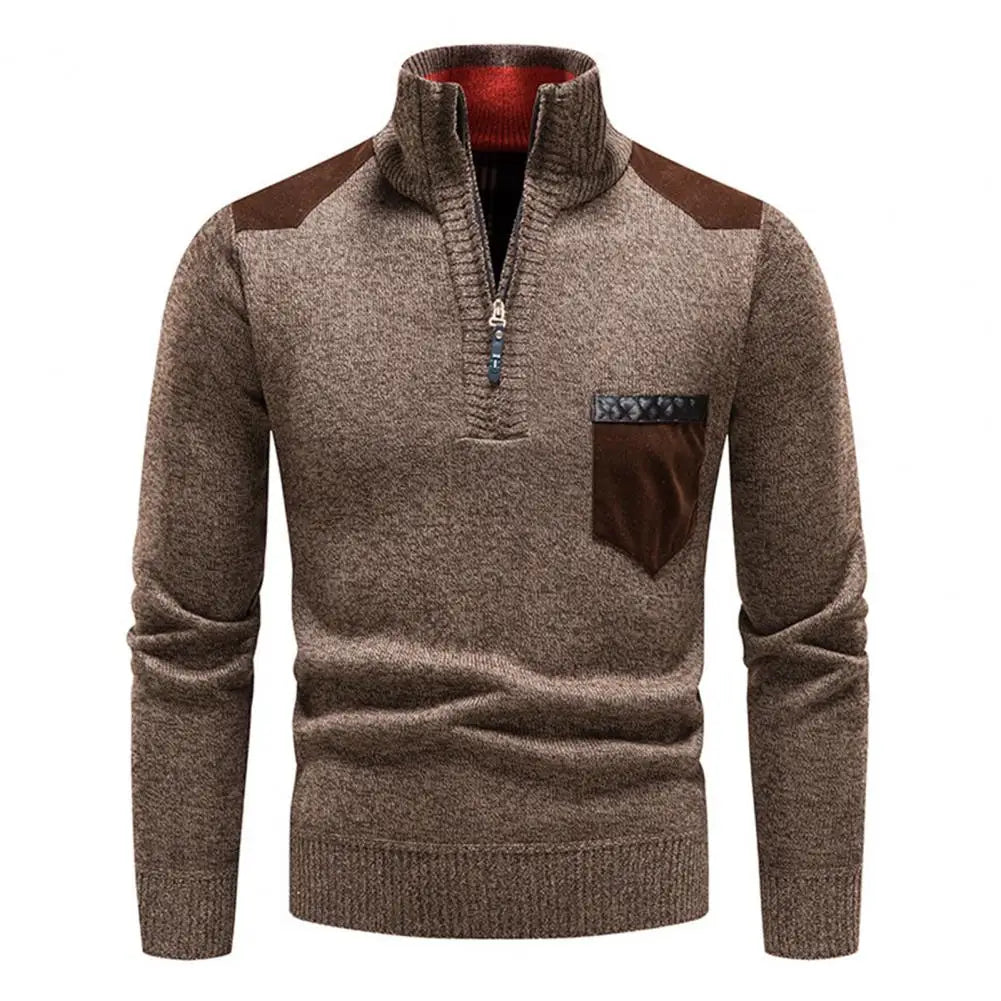 Pull homme col zippé en laine pour l'hiver