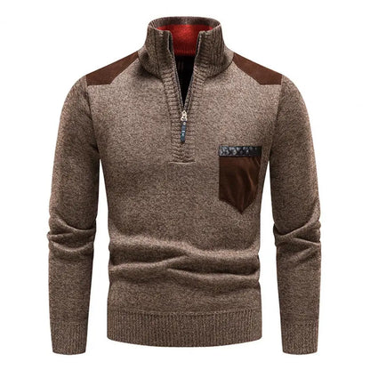 Pull homme col zippé en laine pour l'hiver