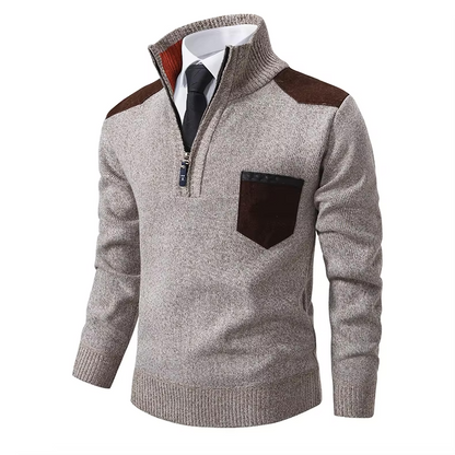 Pull homme col zippé en laine pour l'hiver