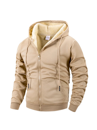 Warmer Kapuzenpullover mit Reißverschluss für Herren aus Fleece für den Winter