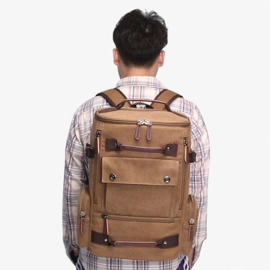Sac à dos vintage en toile avec compartiment ordinateur