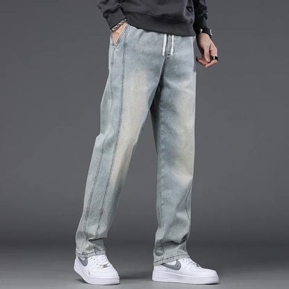 Herren-Jeans, leger, Stretch, Kordelzug in der Taille
