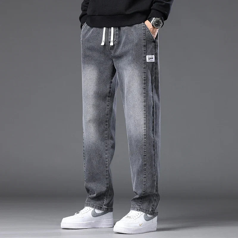 Herren-Jeans, leger, Stretch, Kordelzug in der Taille