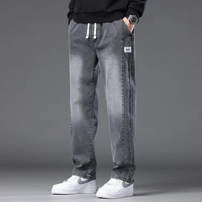 Herren-Jeans, leger, Stretch, Kordelzug in der Taille