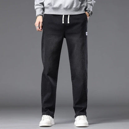 Herren-Jeans, leger, Stretch, Kordelzug in der Taille